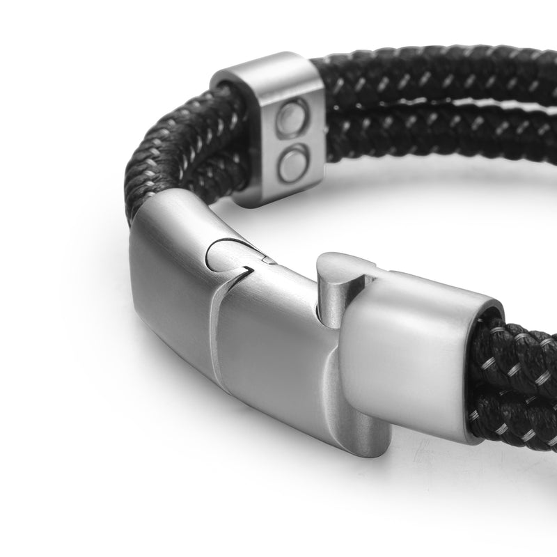 RAINSO Leather Powerful Magnetic Bracelet for Mens